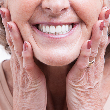 Old Women Smile Being Happy About Her Dentures